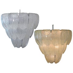 Pair of Italian Petals Chandeliers, Murano