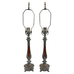 Pair of Italian Pewter Lamps