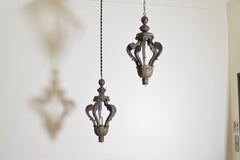 Pair of Italian, Piemontese, Patinated Brass Lanterns, circa 1800, UL Wired