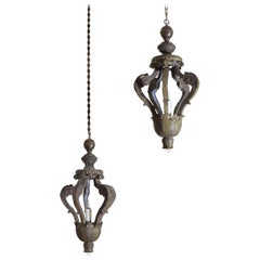 Pair of Italian, Piemontese, Patinated Brass Lanterns, circa 1800, UL Wired