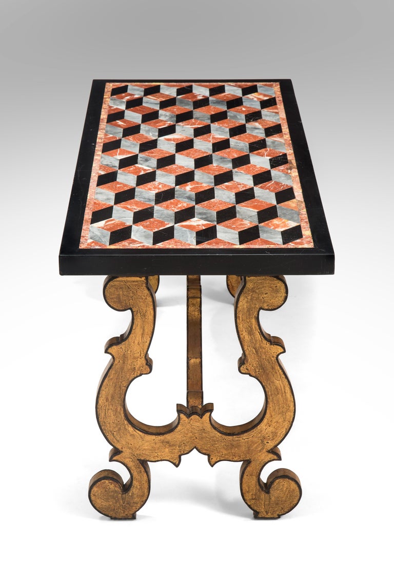 Pair of Italian Pietra Dura Marbles, Now with Later Coffee Table Bases