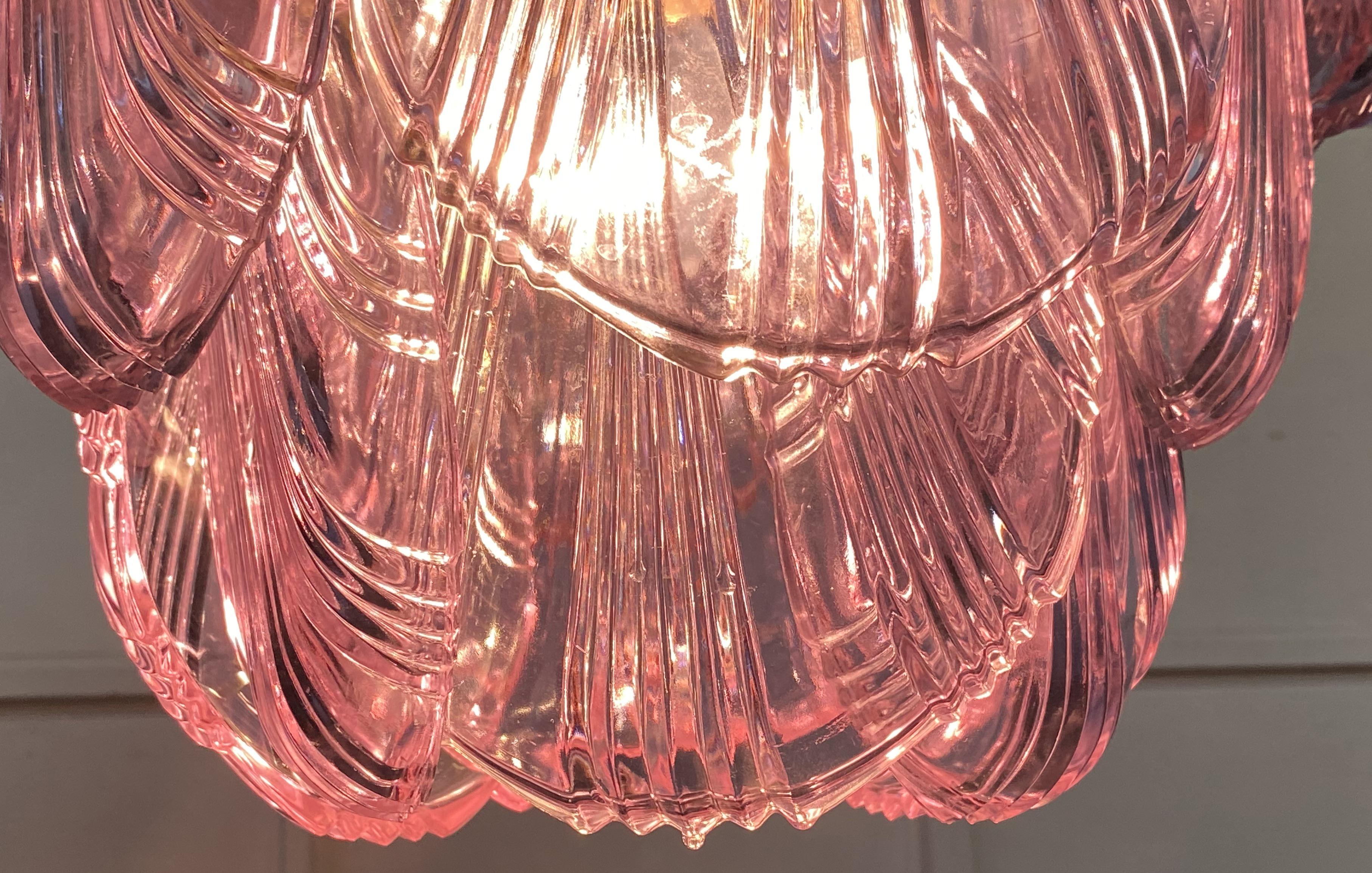Pair of Italian Pink Shell Chandeliers, Murano For Sale 10
