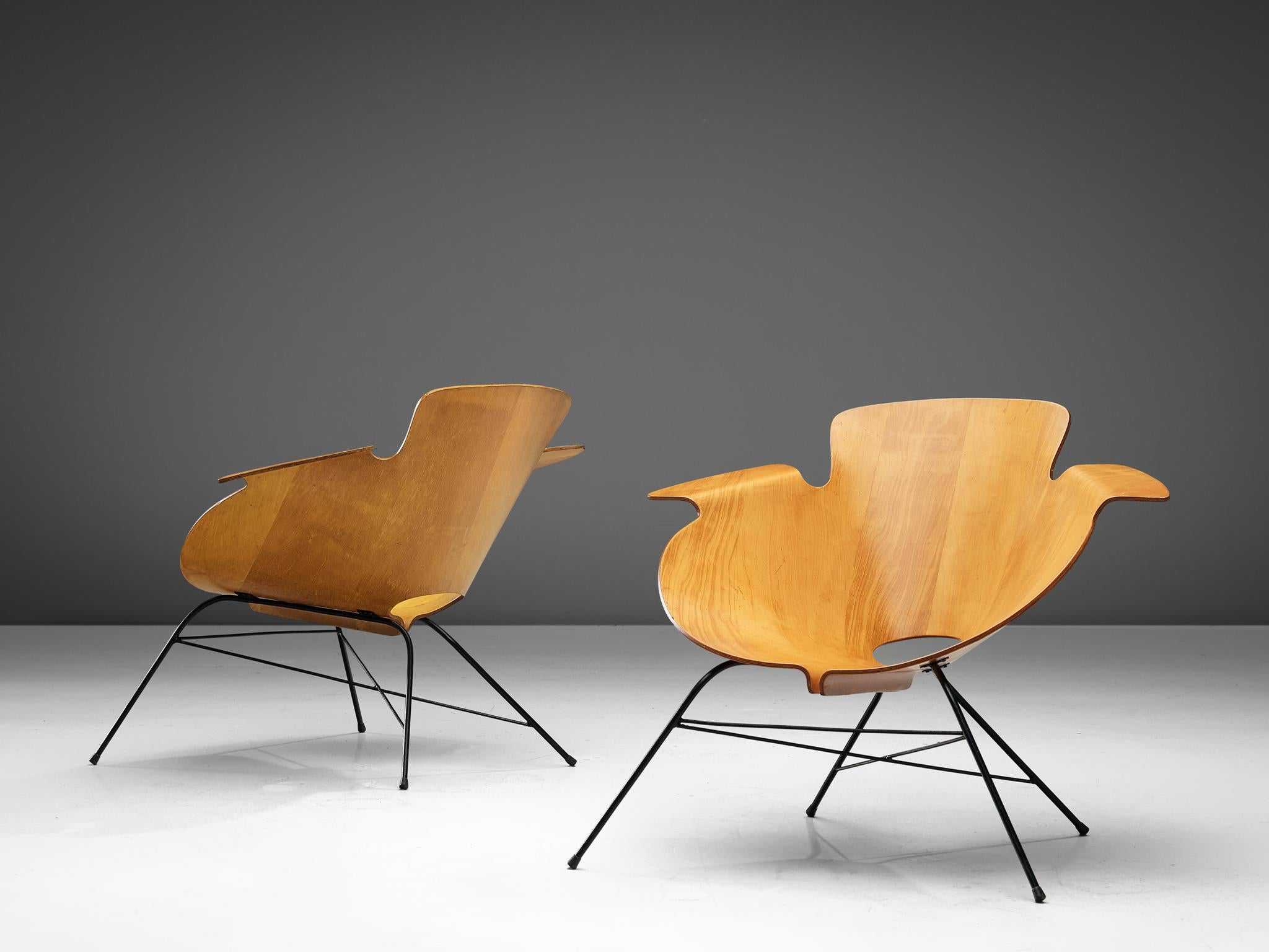Mid-Century Modern Pair of Italian Plywood Chairs, 1960s