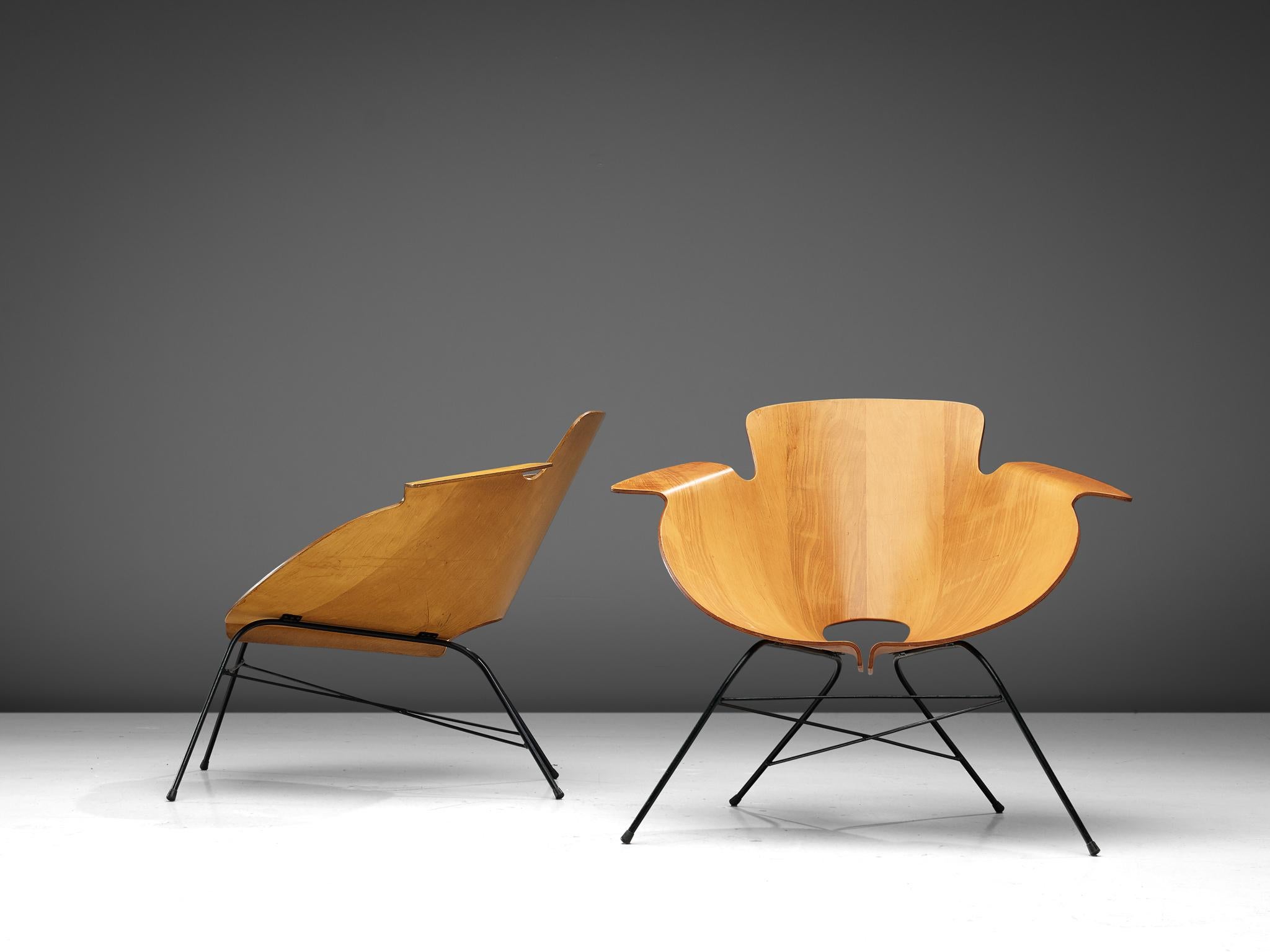 Mid-20th Century Pair of Italian Plywood Chairs, 1960s