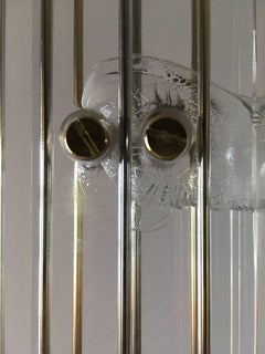 Pair of Italian Polished Brass and Lucite Modernist Floor Lamps
