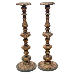 Pair Of Italian Polychrome Painted Candlesticks