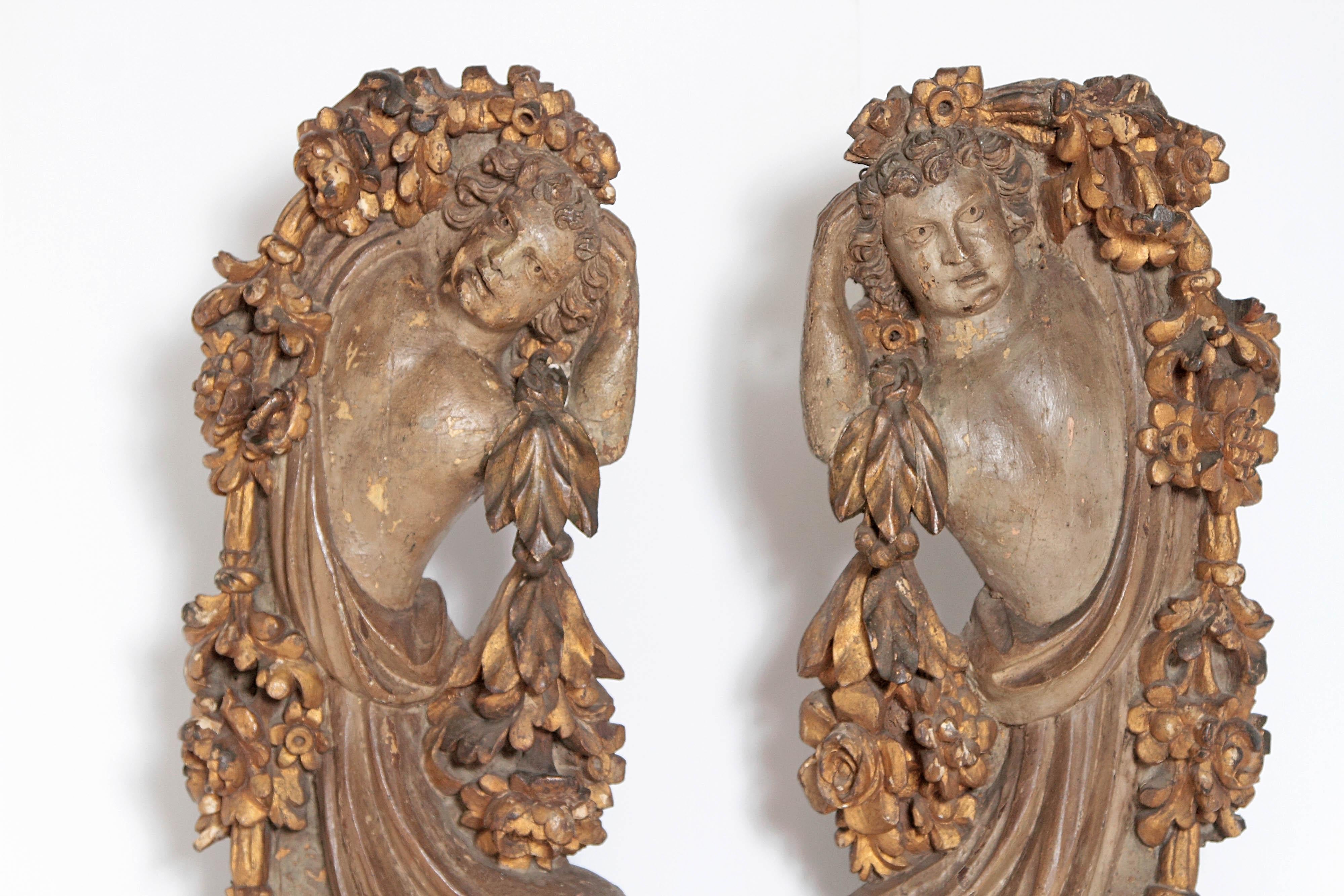 Pair of Italian Polychromed Male Figures or Torsos 4