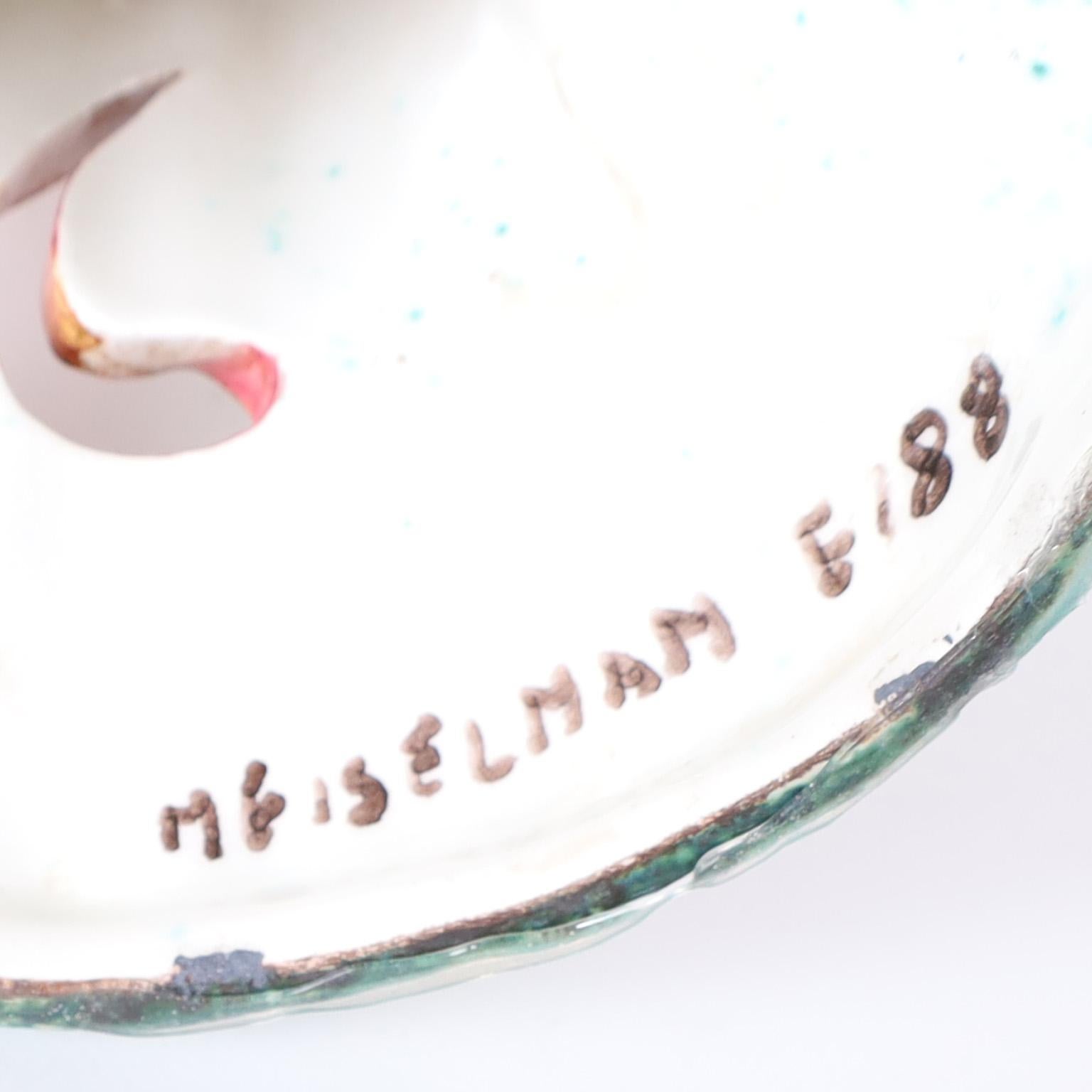 Paar italienische Porzellanvögel, signiert Meiselman (Keramik) im Angebot