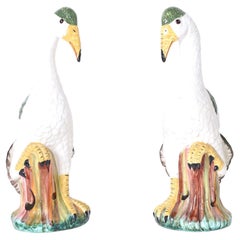 Paire d'oiseaux en porcelaine italienne signés Meiselman