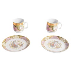Pareja de tazas de café de porcelana italiana