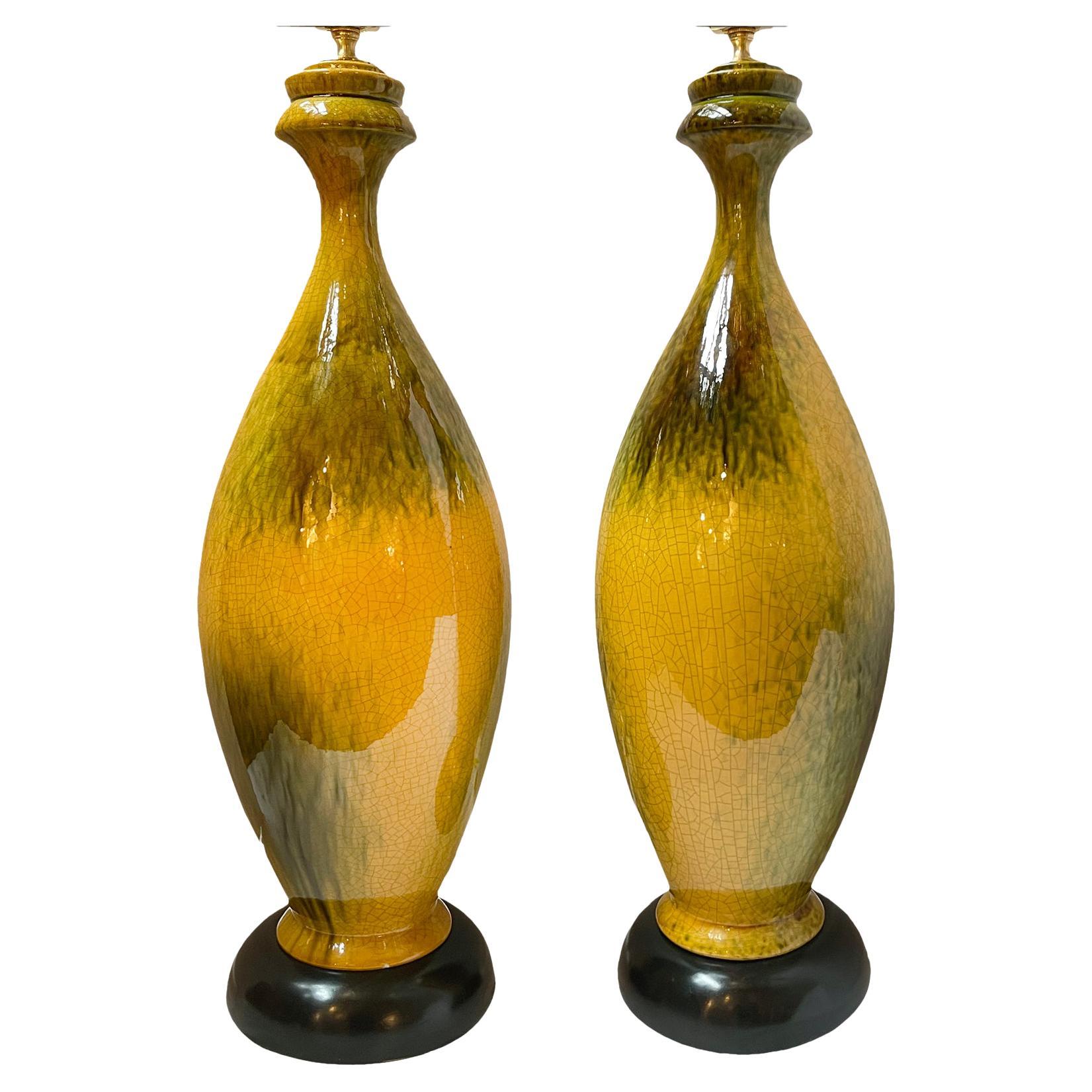 Pair of Italian Porcelain Lamps For Sale