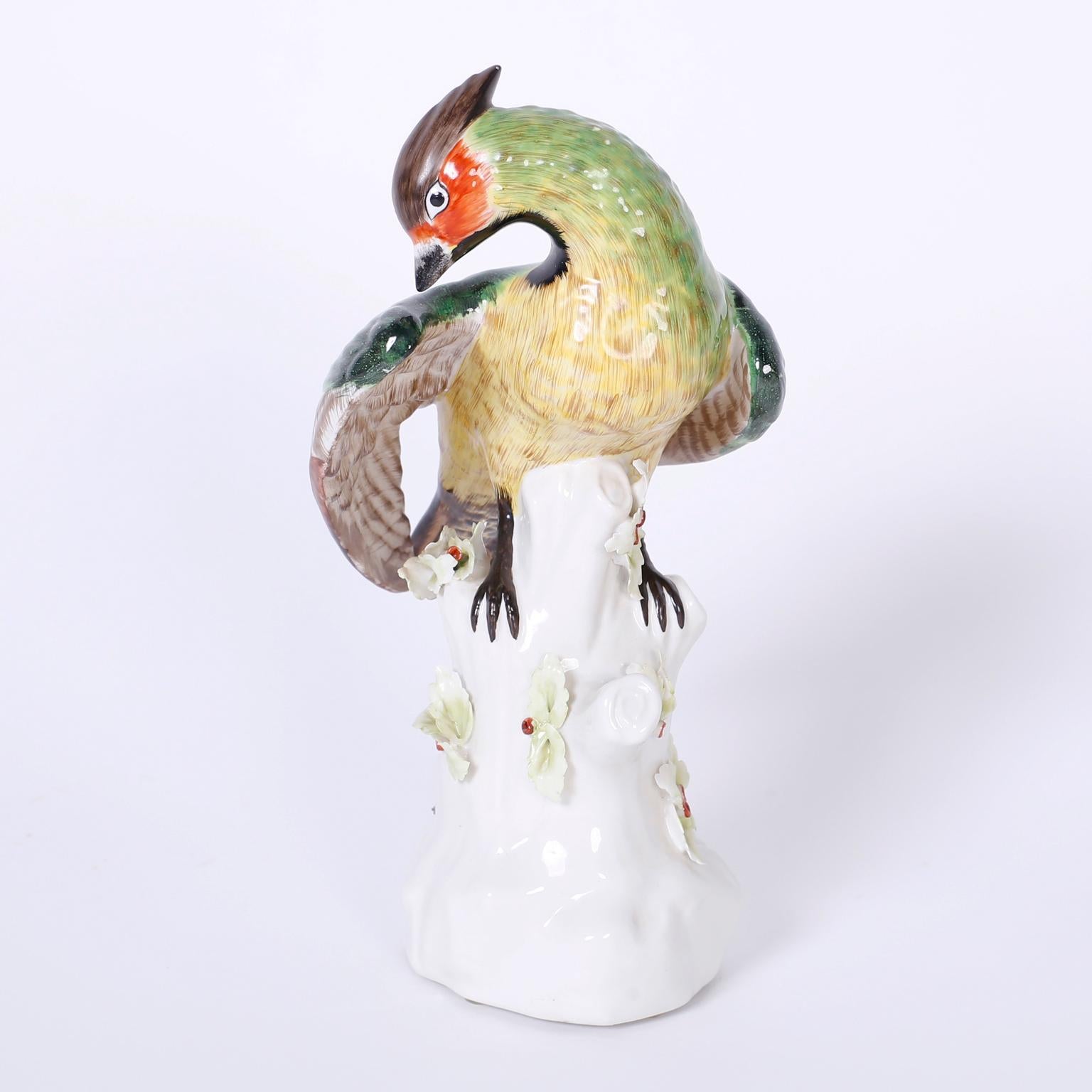 20th Century Pair of Italian Porcelain Parrots