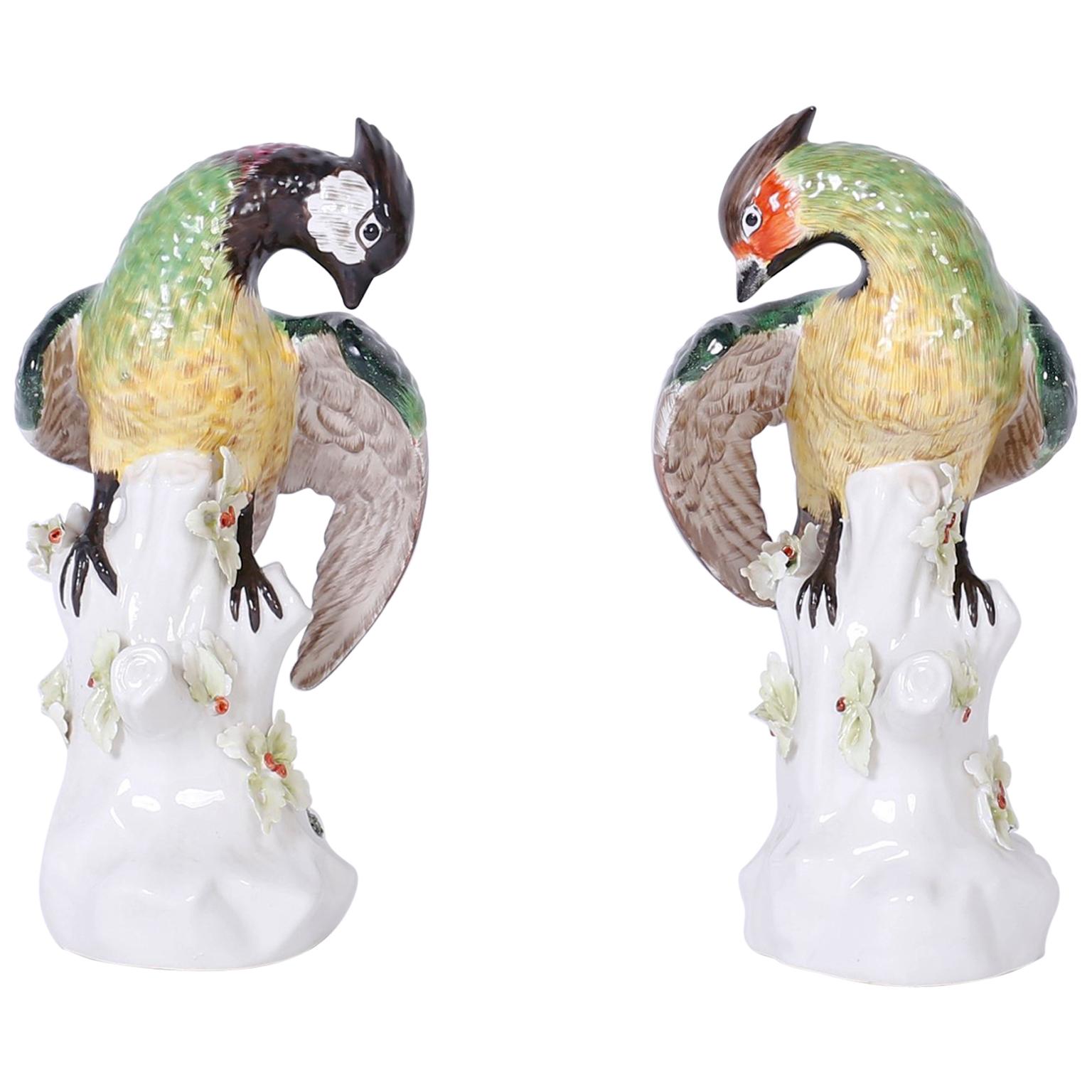 Pair of Italian Porcelain Parrots
