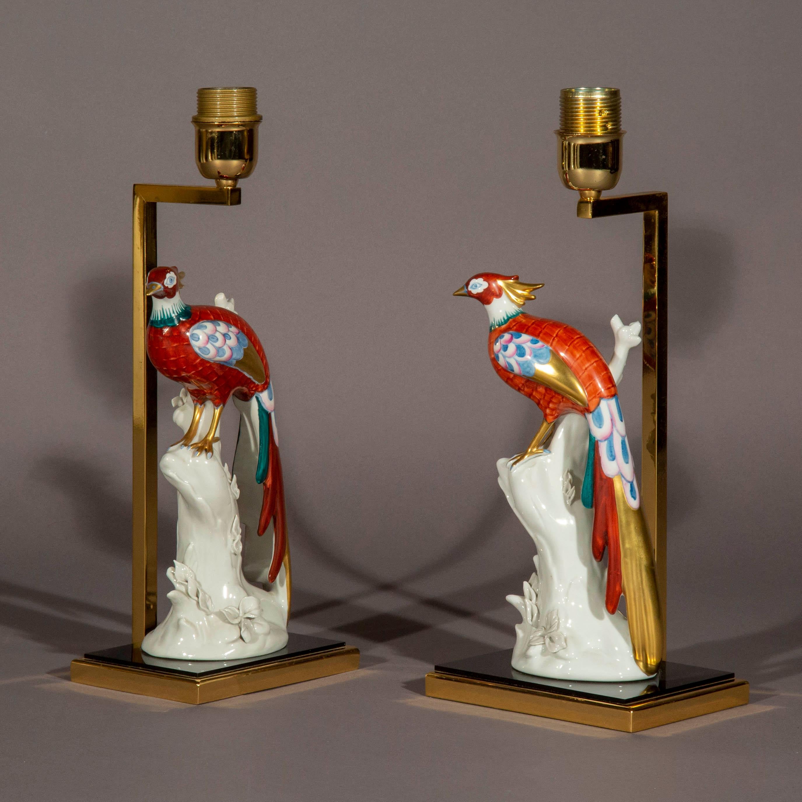 Pair of Italian Porcelain Table Lamps In Good Condition In London, GB