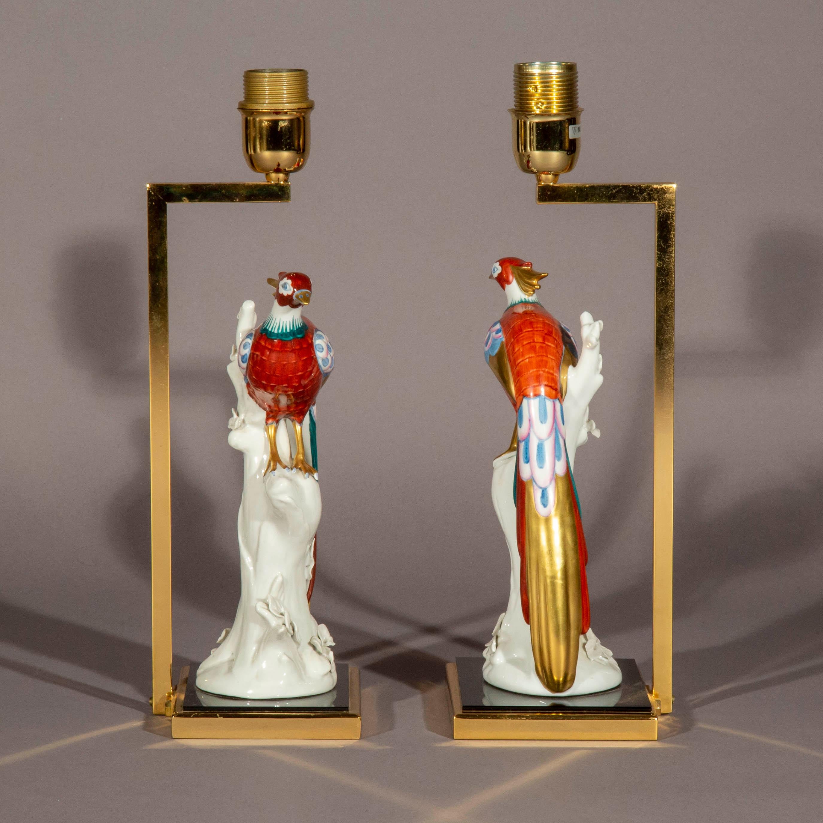 20th Century Pair of Italian Porcelain Table Lamps