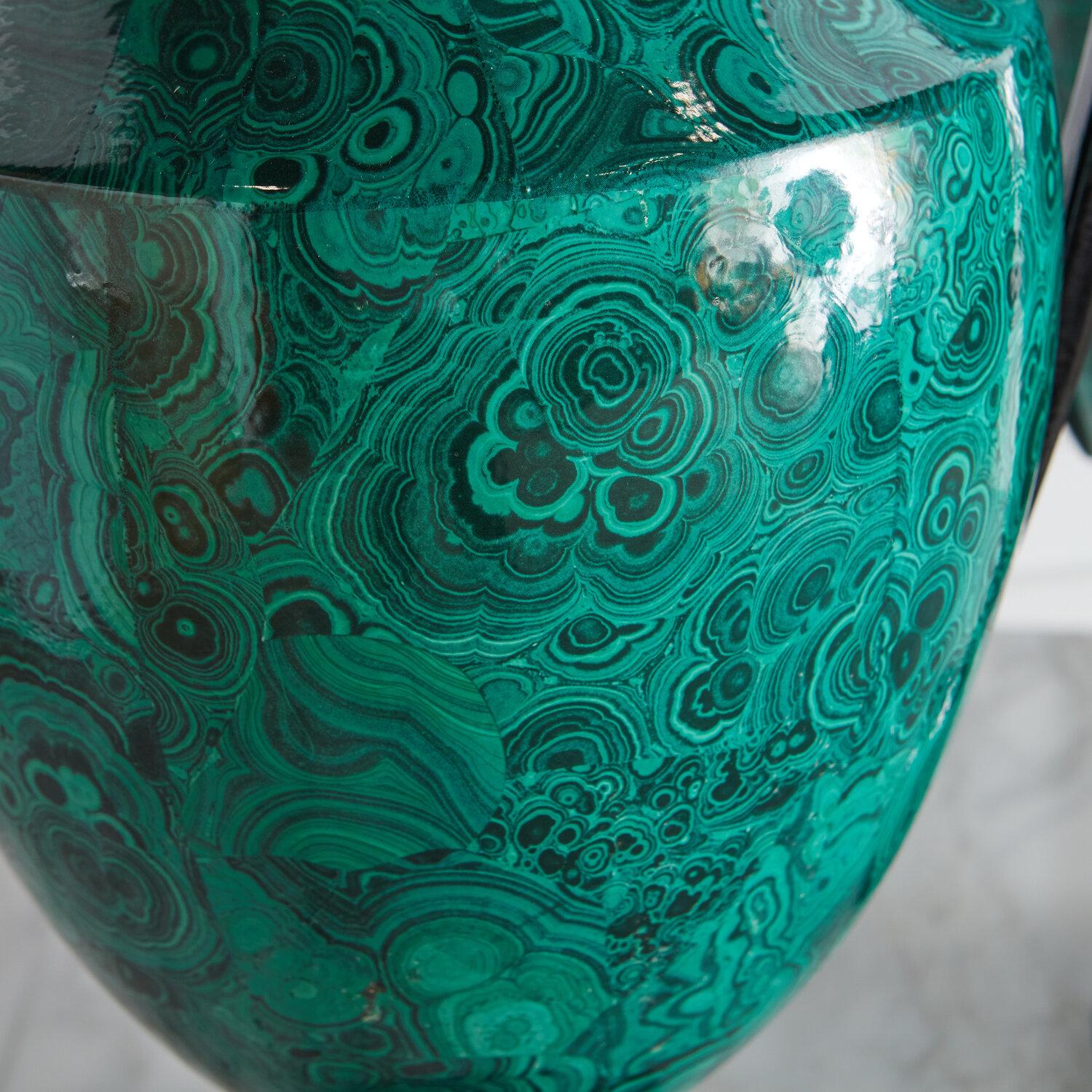 Pair of Italian Porcelain Urns in Faux Malachite 5