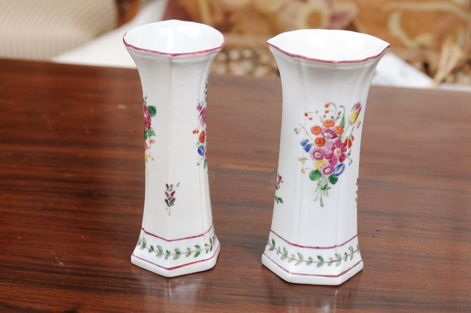Pair of Italian Porcelain Vases with Colorful Painted Floral Motifs, circa 1805 For Sale 6