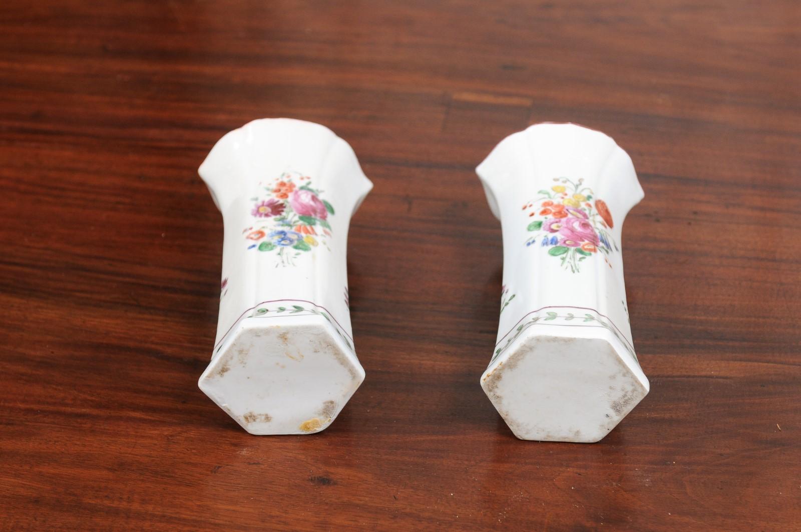 Pair of Italian Porcelain Vases with Colorful Painted Floral Motifs, circa 1805 For Sale 9