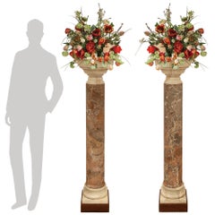 pair of Italian Porphyry, Alabaster and Sarrancolin marble planters