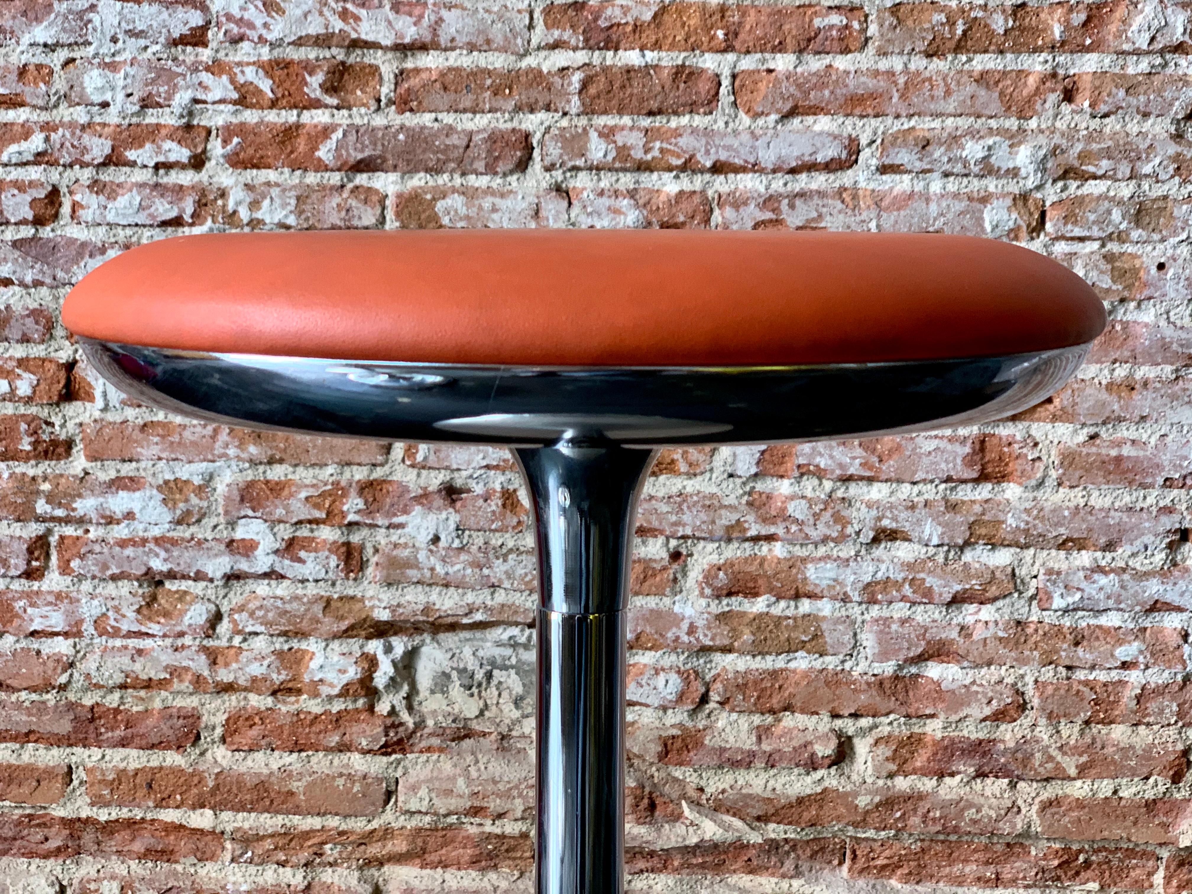 Stainless Steel Pair of Italian Postmodern Bar Stools For Sale