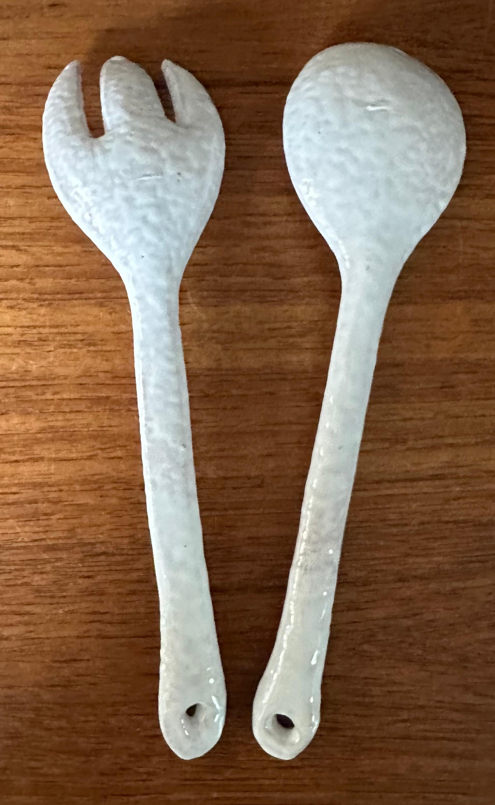 Pair of Italian Post-Modern Ceramic Salad Servers For Sale 2