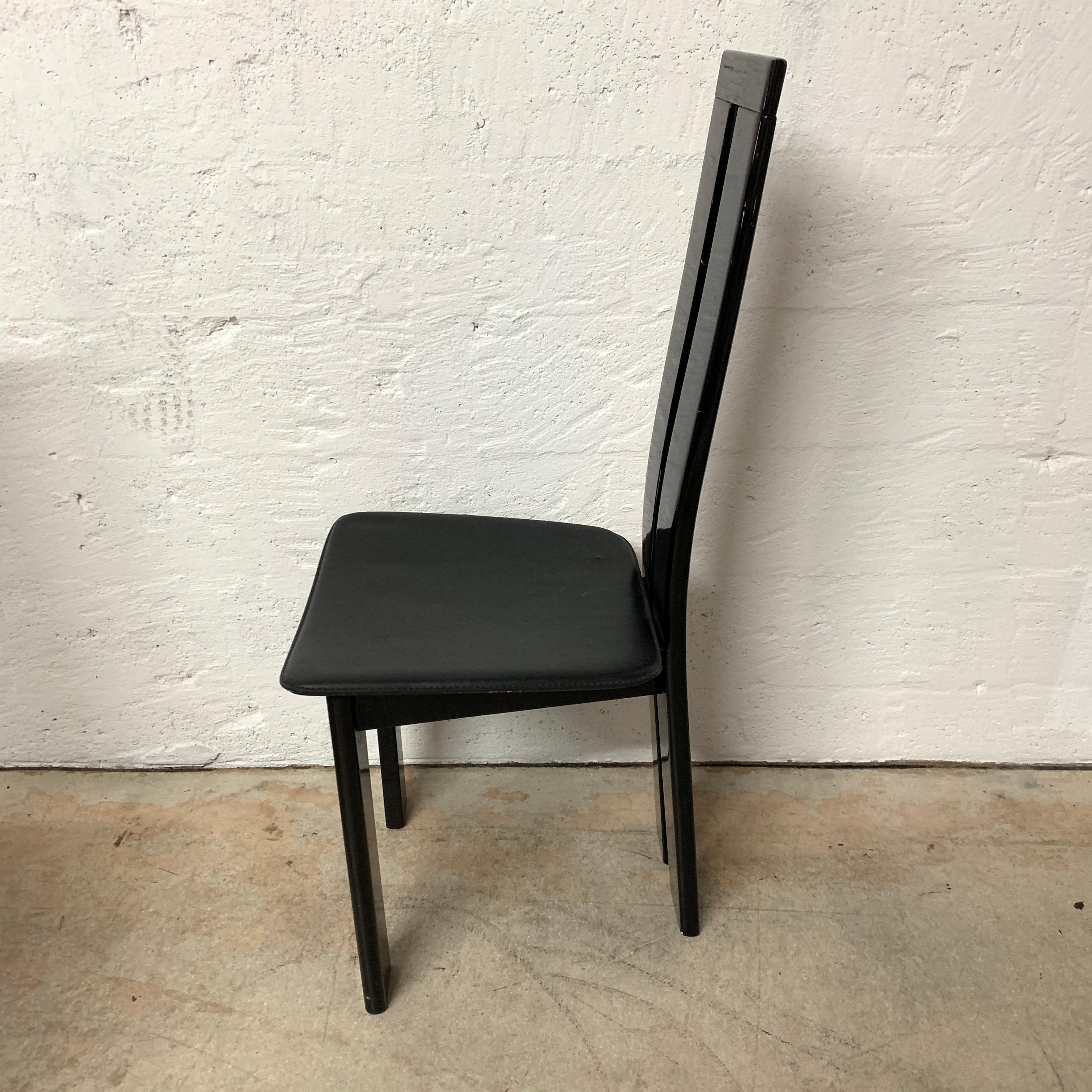 Leather Pair of Italian Postmodern Chairs by Massimo Vignelli