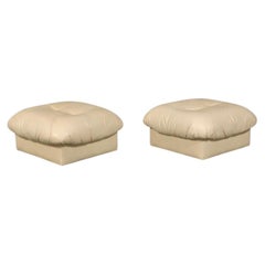 Pair of Italian Post Modern Leather Stools by Chateau D'ax