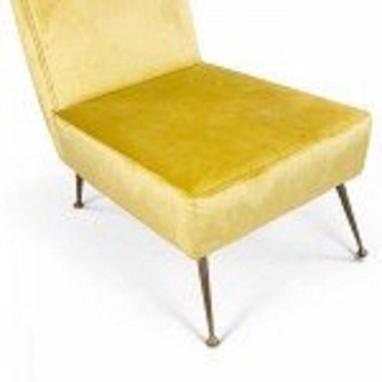 Paire de chaises d'appoint italiennes d'après-guerre à haut dossier à oreilles, années 1950 Bon état - En vente à Queens, NY