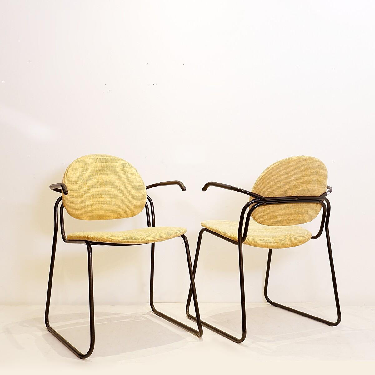 Paire de fauteuils postmodernes italiens par Talin - années 1980 - nouveau rembourrage
