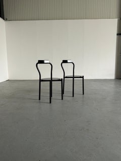Pair of Italian Postmodern Memphis Style Curved Metal Chairs by Calligaris, 90s