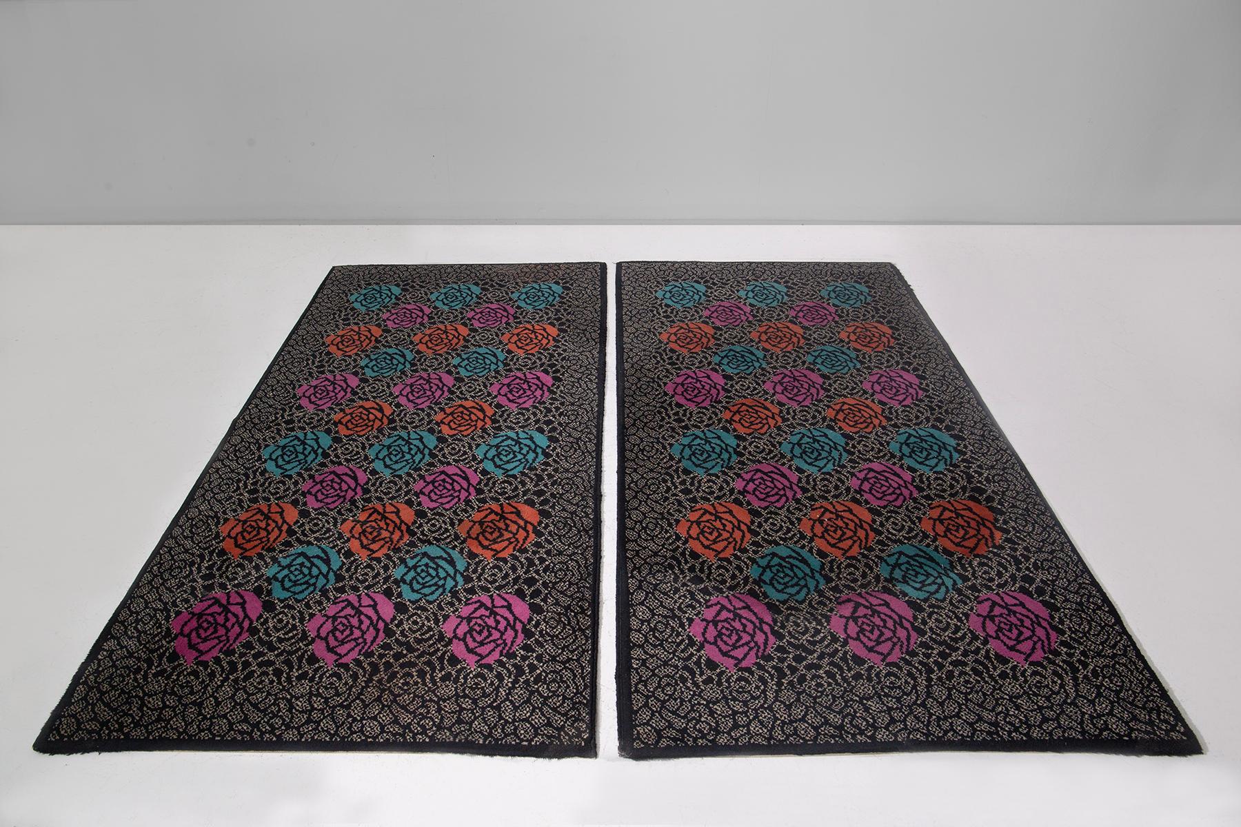 Postmoderno Pair of Italian postmodern rug by Ottavio MiSSONI Mod. Rosita in vendita