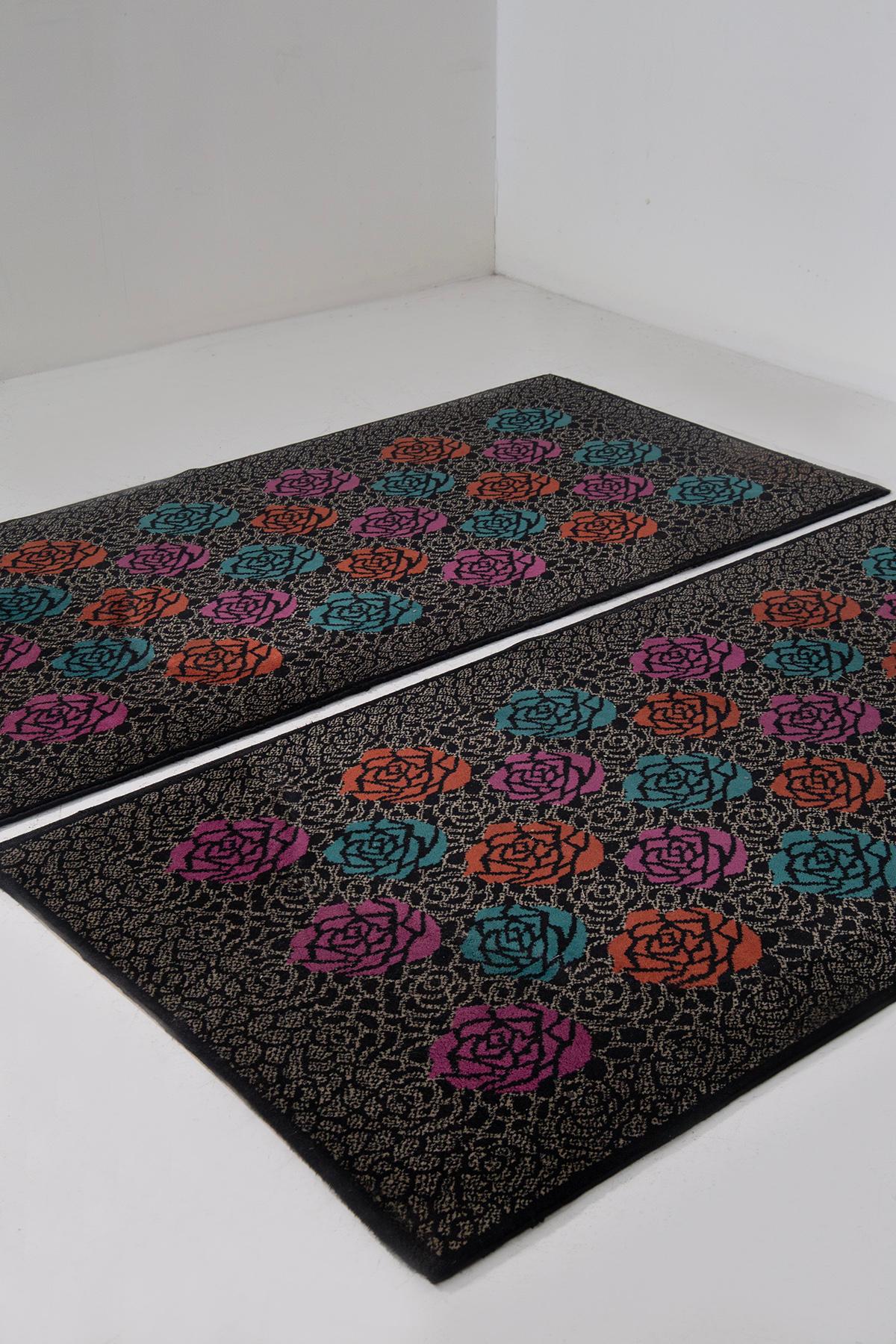 Late 20th Century Pair of Italian postmodern rug by Ottavio MiSSONI Mod. Rosita in vendita