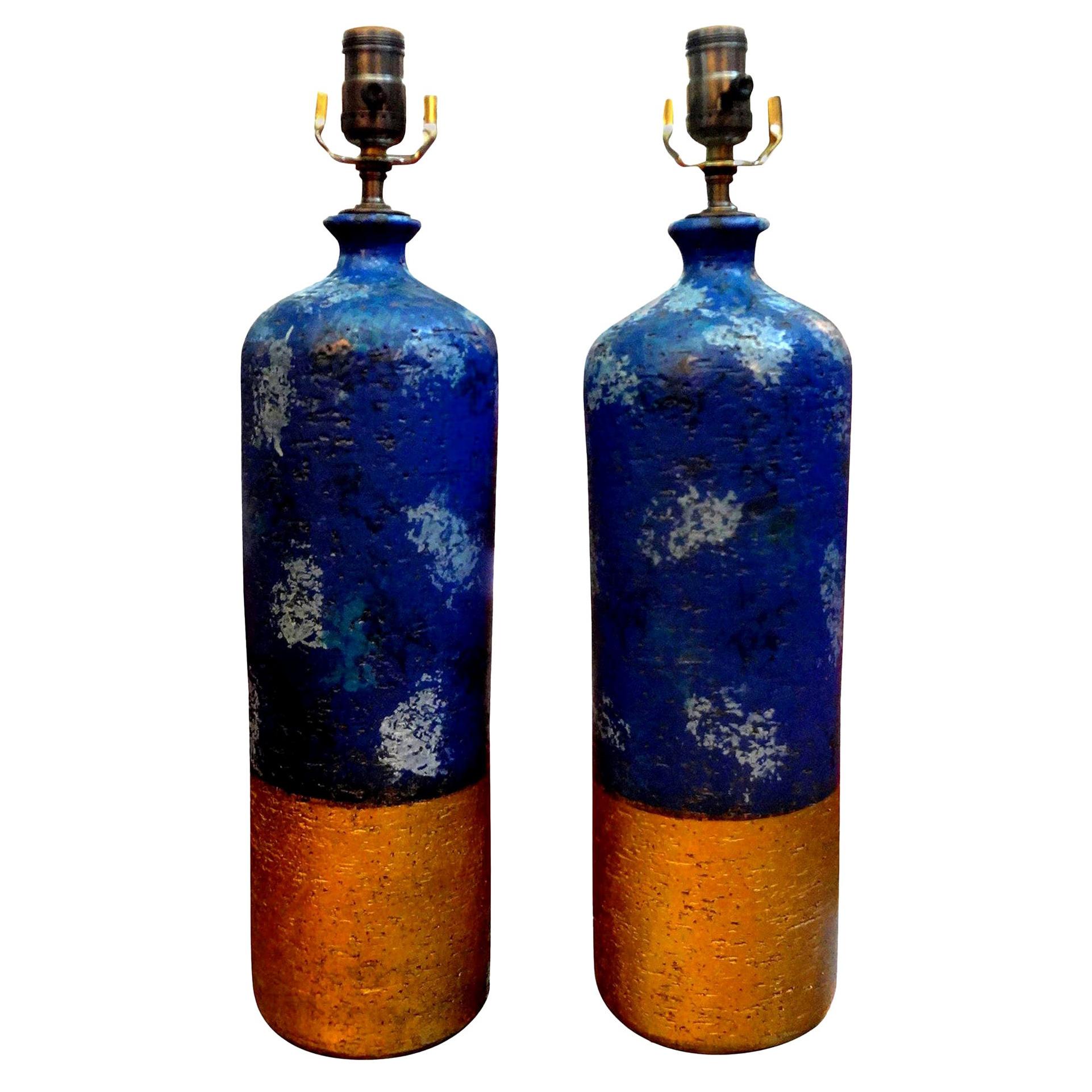 Pair of Italian Pottery Lamps by Aldo Londi for Bitossi