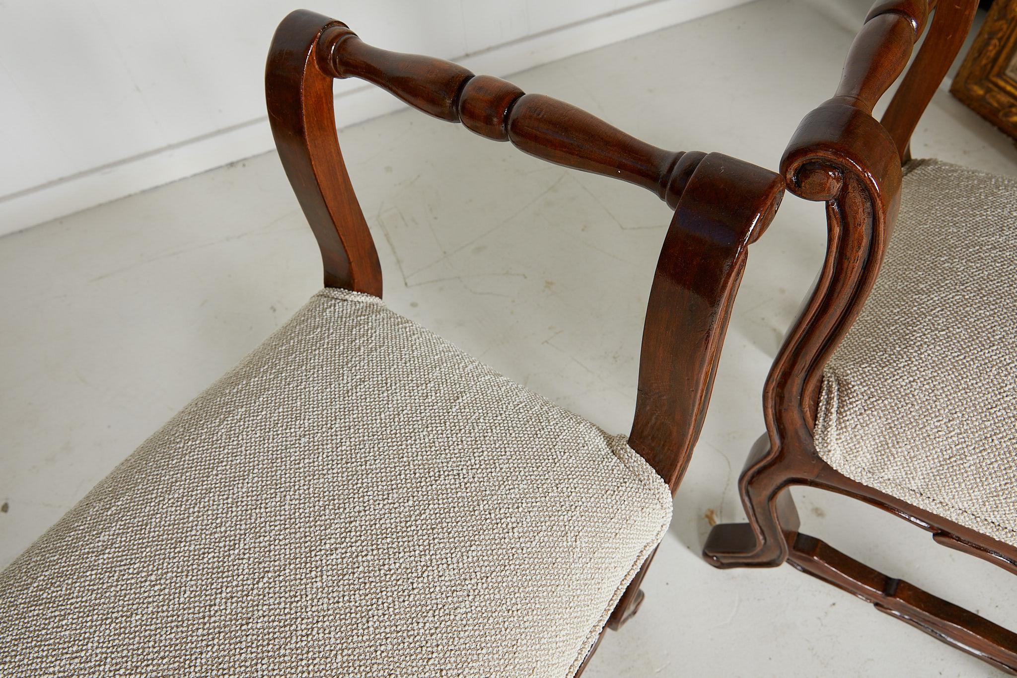 Pair of Italian Provençal Walnut Stools 10