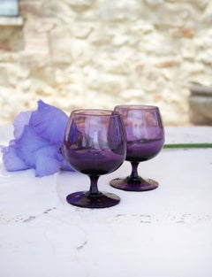 Pair of Italian Purple Glass Aperitivo Glasses