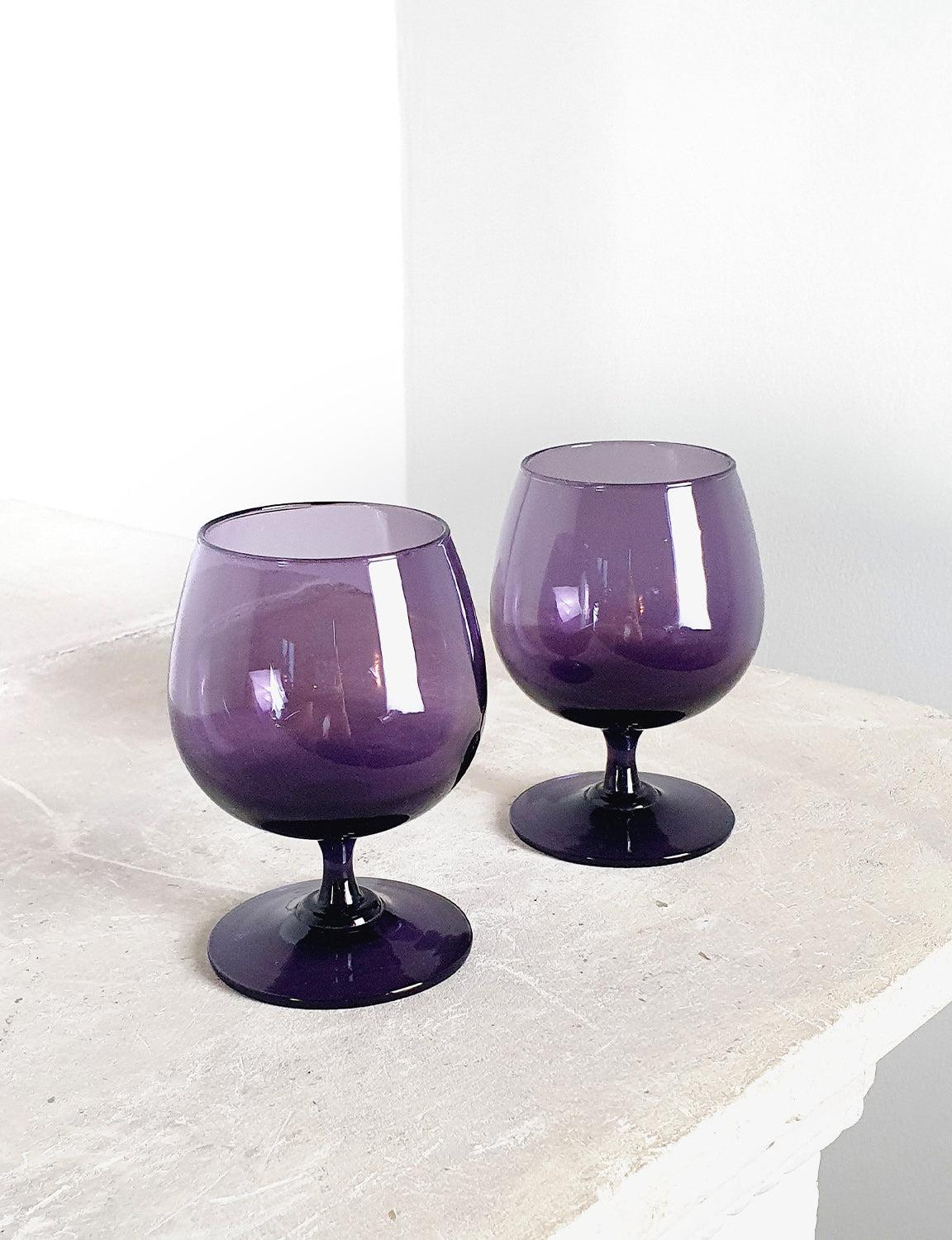 Pair of Italian Purple Glass Aperitivo Glasses 1