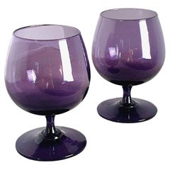 Pair of Italian Purple Glass Aperitivo Glasses
