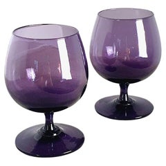 Vintage Pair of Italian Purple Glass Aperitivo Glasses