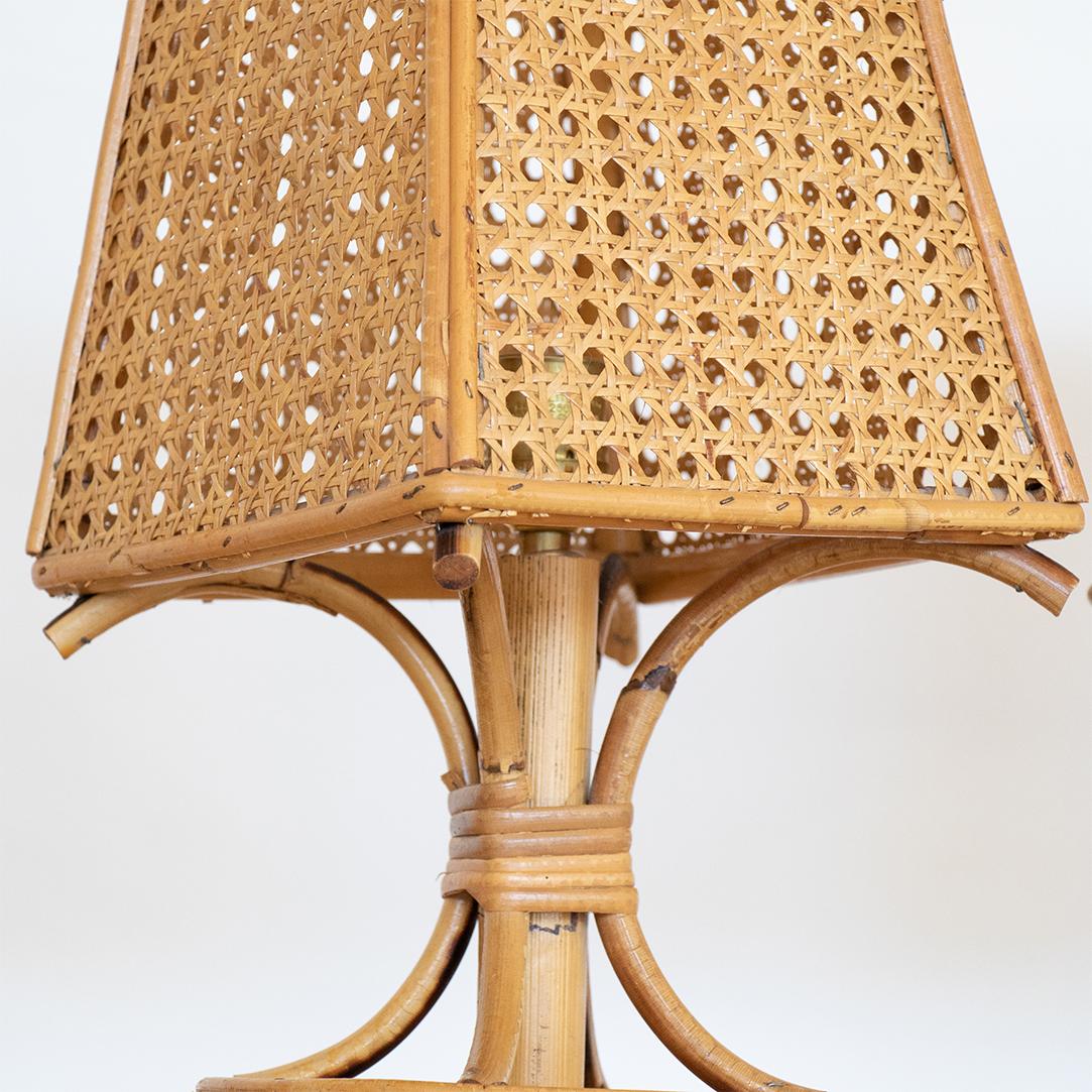 Pair of Italian Rattan and Cane Lamps 4