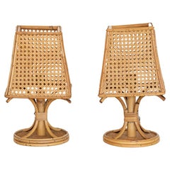 Pair of Italian Rattan and Cane Lamps