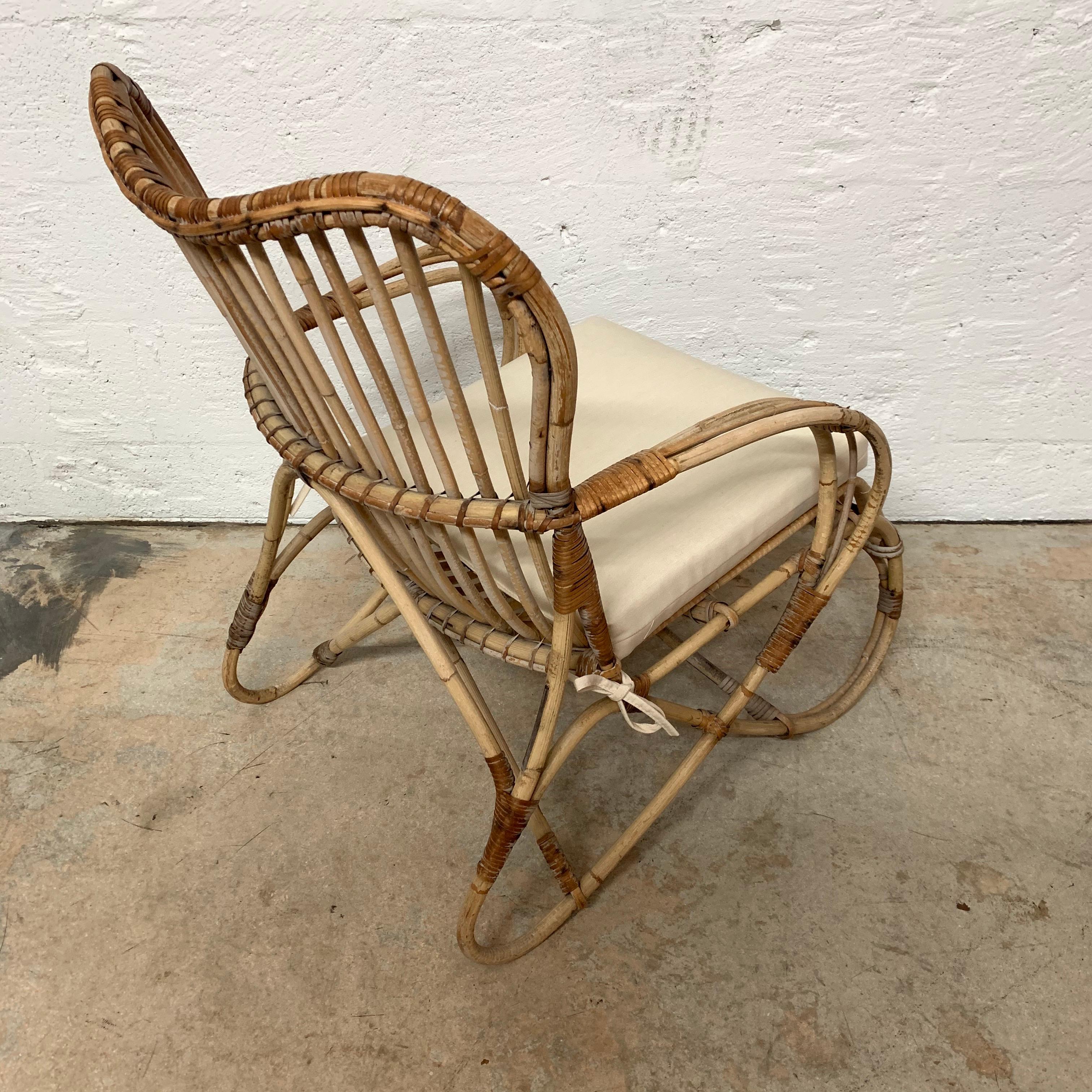 Pair of Mid-Century Modern Italian Rattan and Wicker Chairs 3