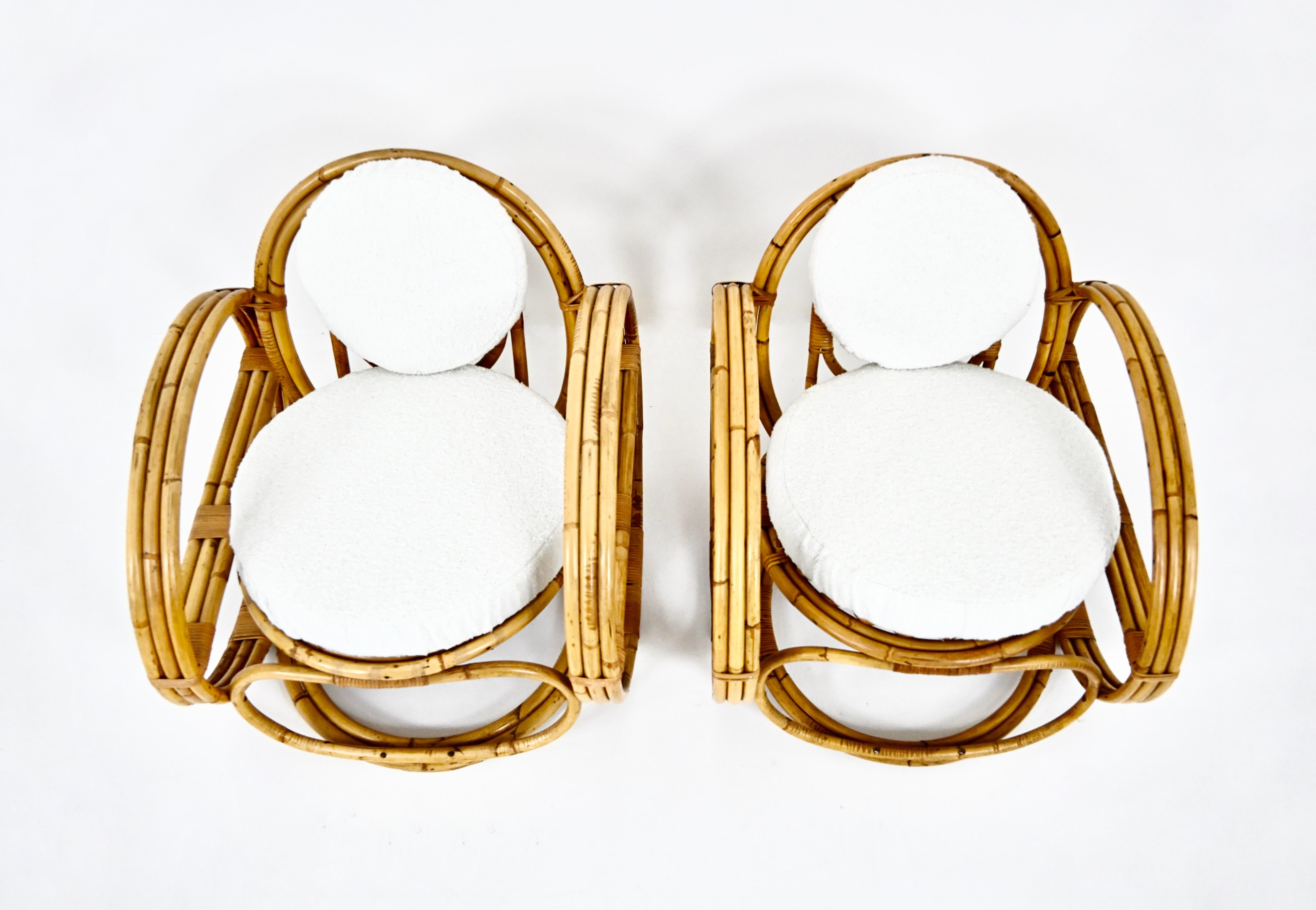 Pair of Italian Rattan Armchairs, 1960s in vendita 1