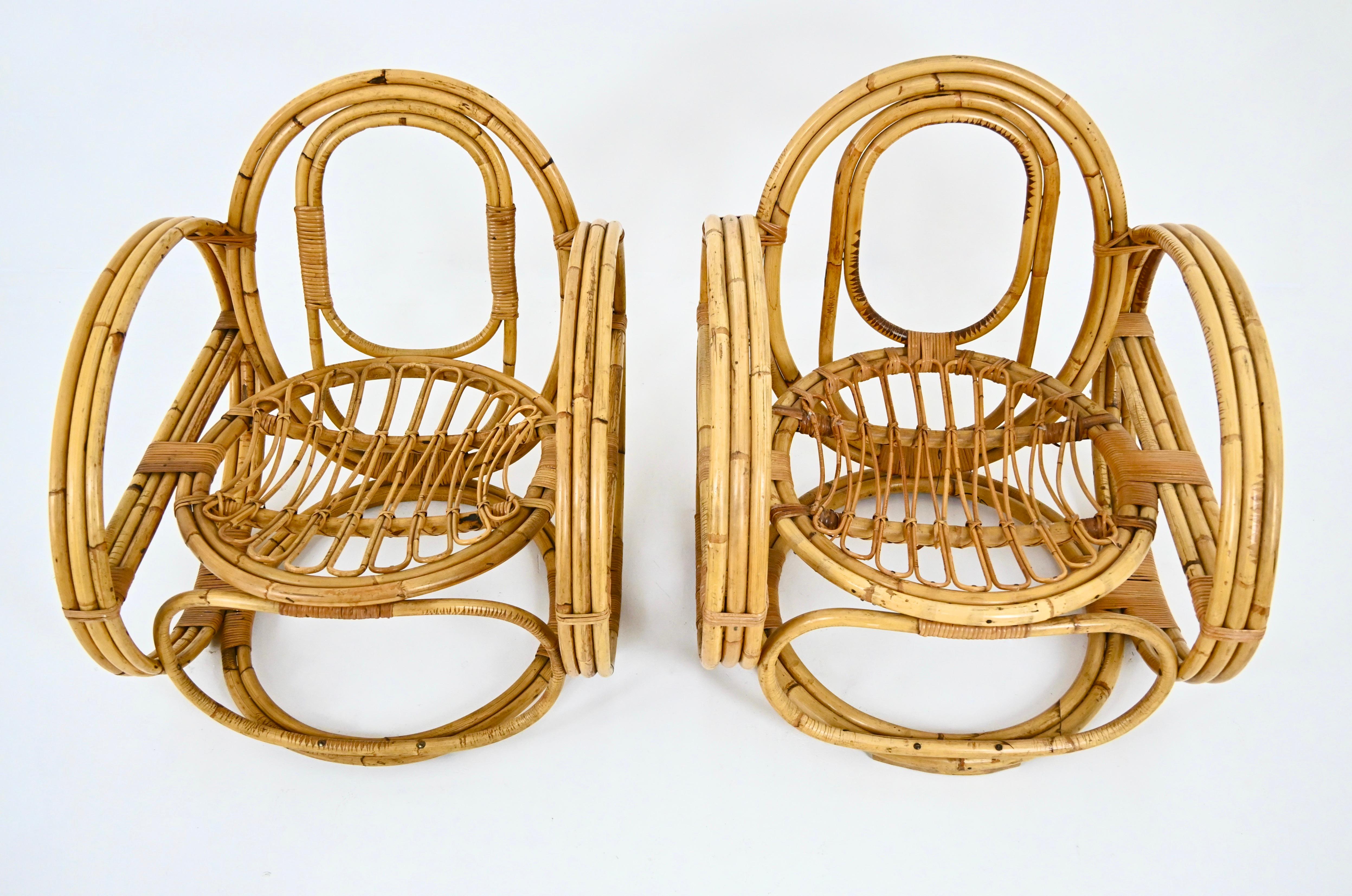 Pair of Italian Rattan Armchairs, 1960s in vendita 2