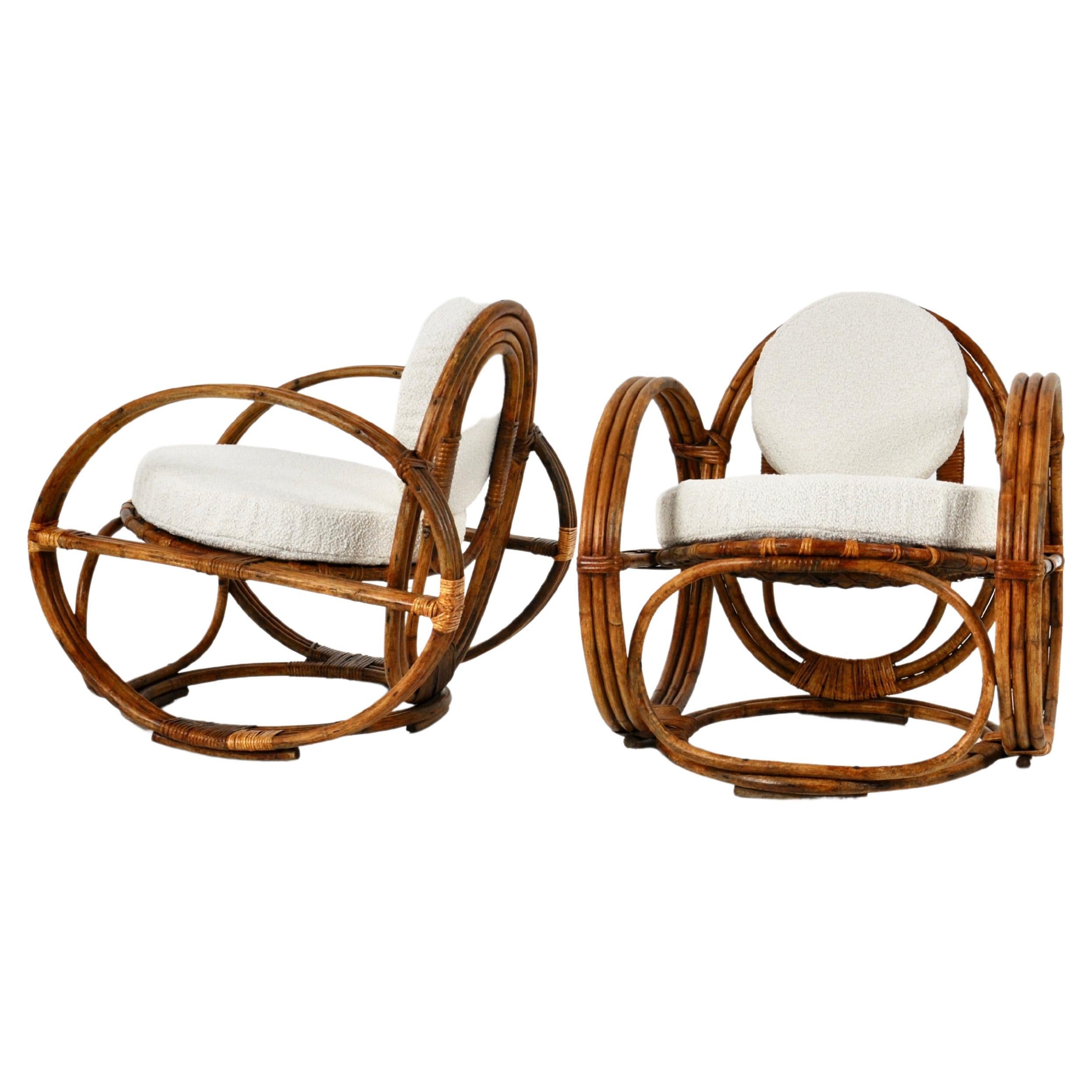 Pair of Vintage Hong Kong Rattan Ware Side Armchairs at 1stDibs
