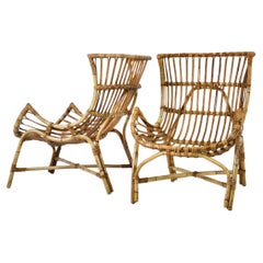 Pair of Italian Rattan Armchairs, 1960s