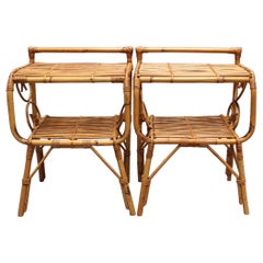 Paar italienische Rattan-Nachttische 'circa 1960er'
