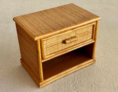Pair of italian rattan bedside tables dating from the 1970s-80s