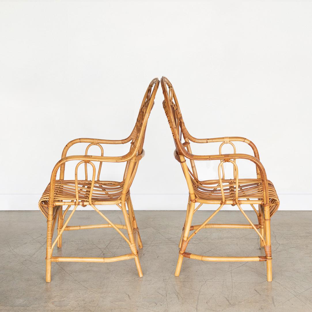 20th Century Pair of Italian Rattan Chairs