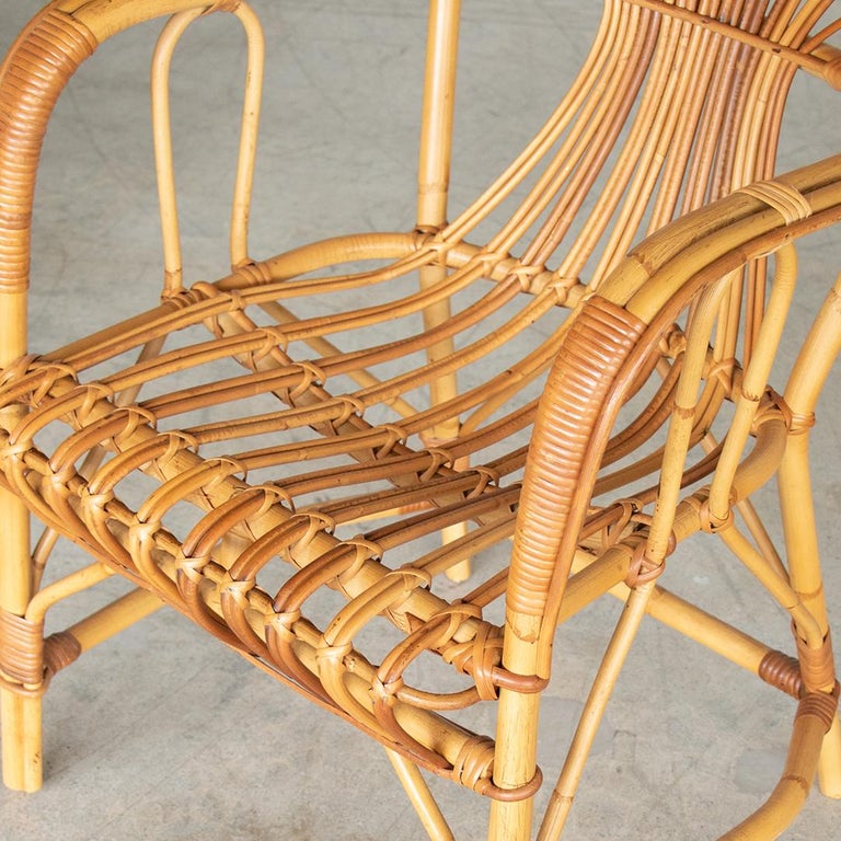 Pair of Italian Rattan Chairs For Sale at 1stDibs