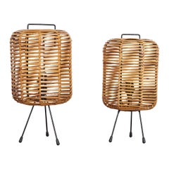 Pair of Italian Rattan Table Lamps